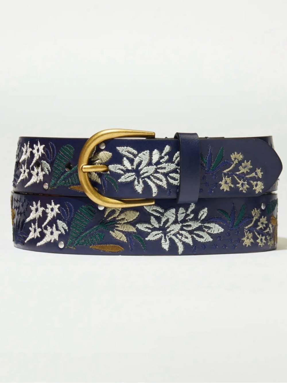 Lucky Brand, Summer Breeze Embroidered Belt Blue Multi, Women’s Medium
